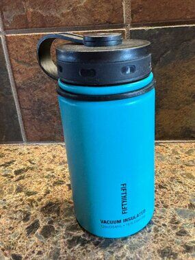 Fifty/Fifty Vacuum Insulated Bottled 12 oz 18/8 Stainless Teal Blue Attached Cap